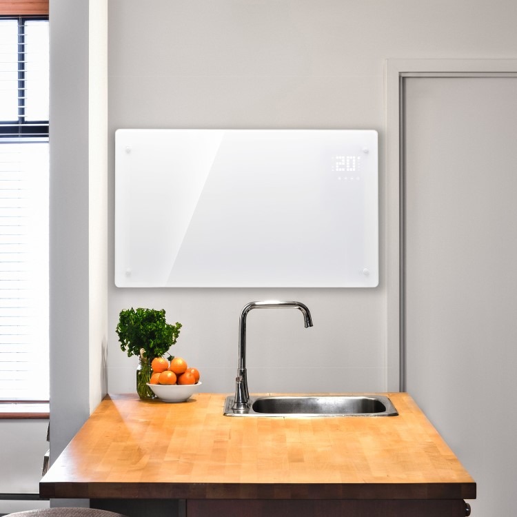 electriQ 2500W Smart Designer Glass Panel Convection Heater - Wall Mountable & Bathroom Safe - White - Image 4