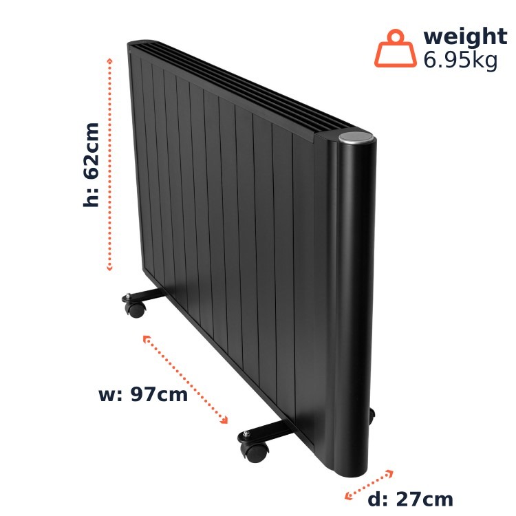 electriQ 2000W Smart Aluminium Electric Designer Radiator Sleek Black Wall Mounted - Energy Efficient Panel Heater - Image 9