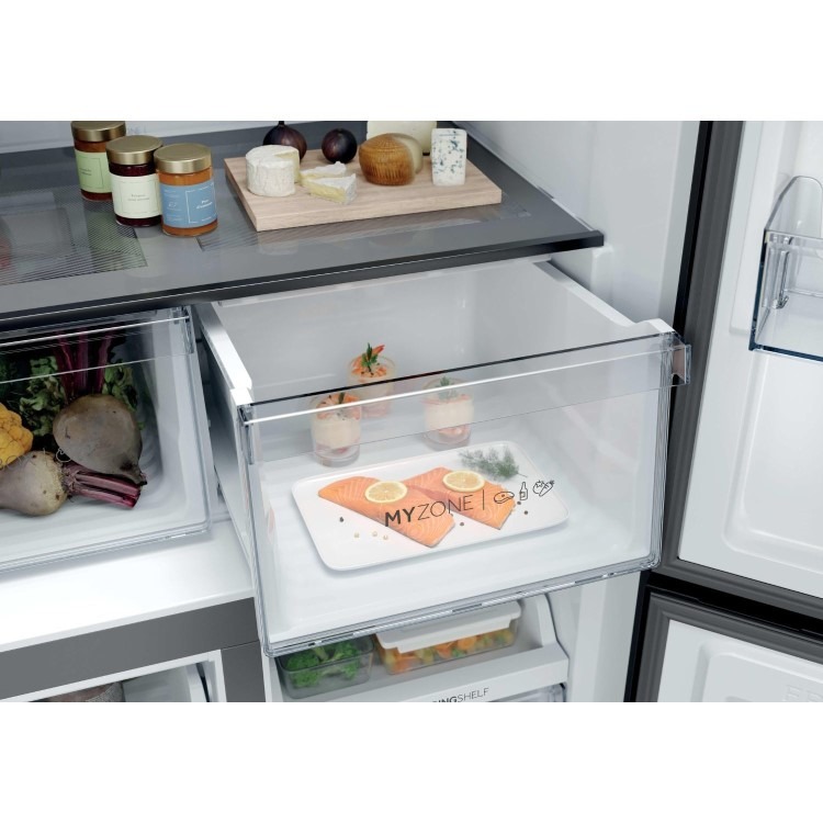 Haier Series 3 250 Litre Four Door American Fridge Freezer - Black - Image 9