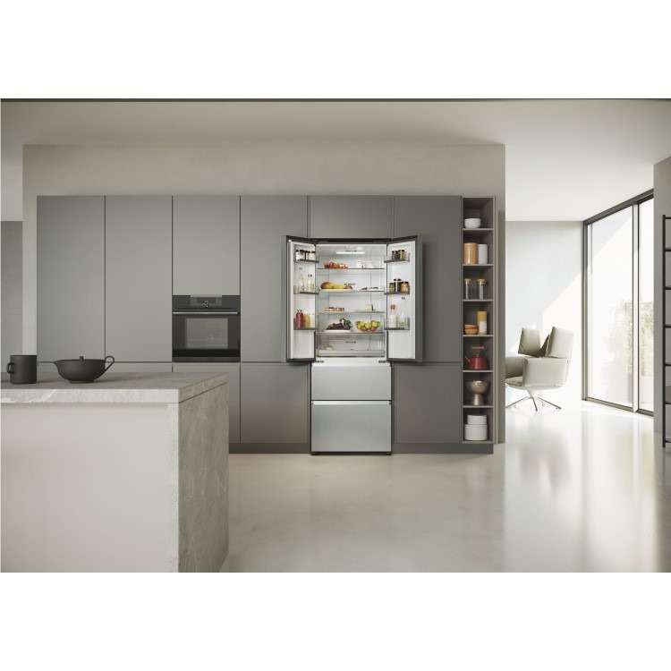 Haier FD 70 Series 5 446 Litre French Style American Fridge Freezer - Platinum Inox - Image 8