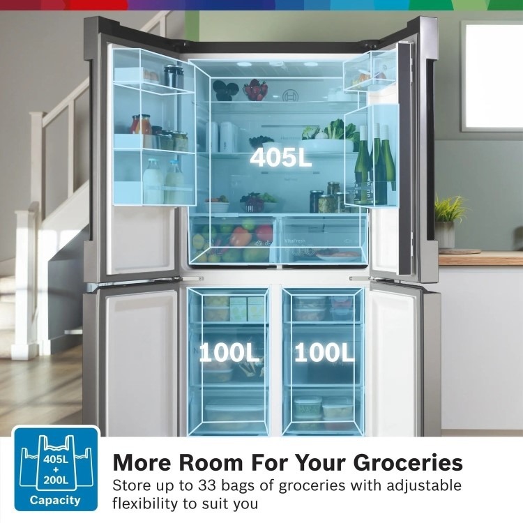Refurbished Bosch Series 4 KFN96VPEAG 605 Litre Frost Free American Fridge Freezer Stainless Steel - Image 10