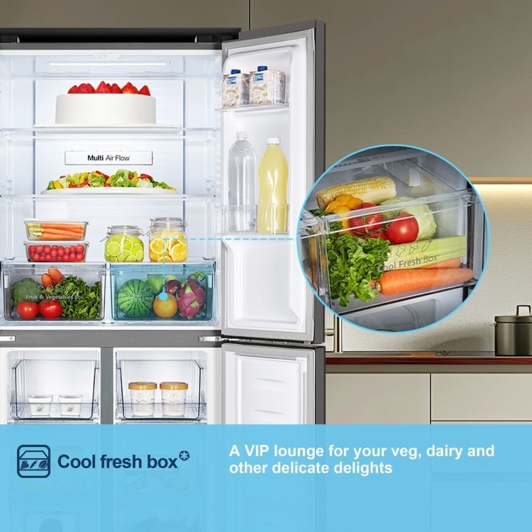 Fridgemaster 427 Litre Four Door American Fridge Freezer - Silver - Image 9