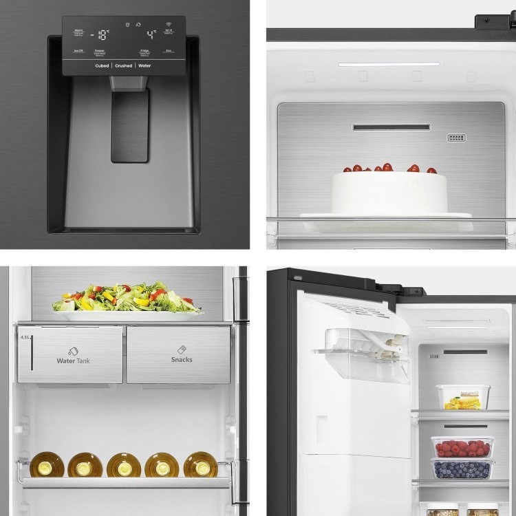 Hisense 632 Litre Side-By-Side American Fridge Freezer - Black - Image 9