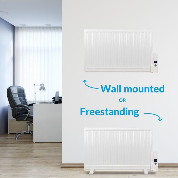 electriQ 800W Slim Wall Mounted Oil Filled Radiator H550xW950mm Weekly Timer - White - Image 9