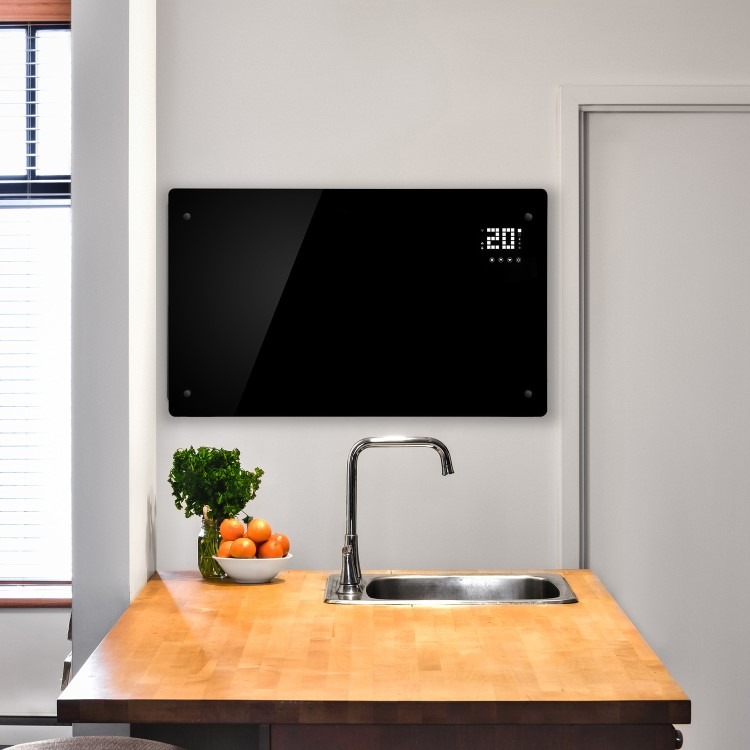 electriQ 2500W Smart Designer Glass Panel Convection Heater - Wall Mountable & Bathroom Safe - Black - Image 6