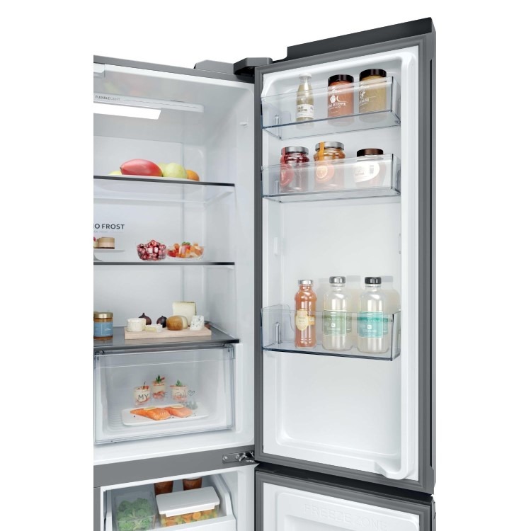 Haier Series 3 250 Litre Four Door American Fridge Freezer - Black - Image 10