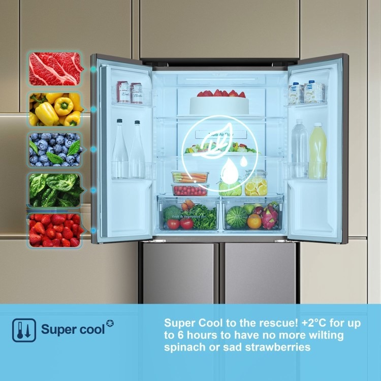 Fridgemaster 427 Litre Four Door American Fridge Freezer - Silver - Image 10