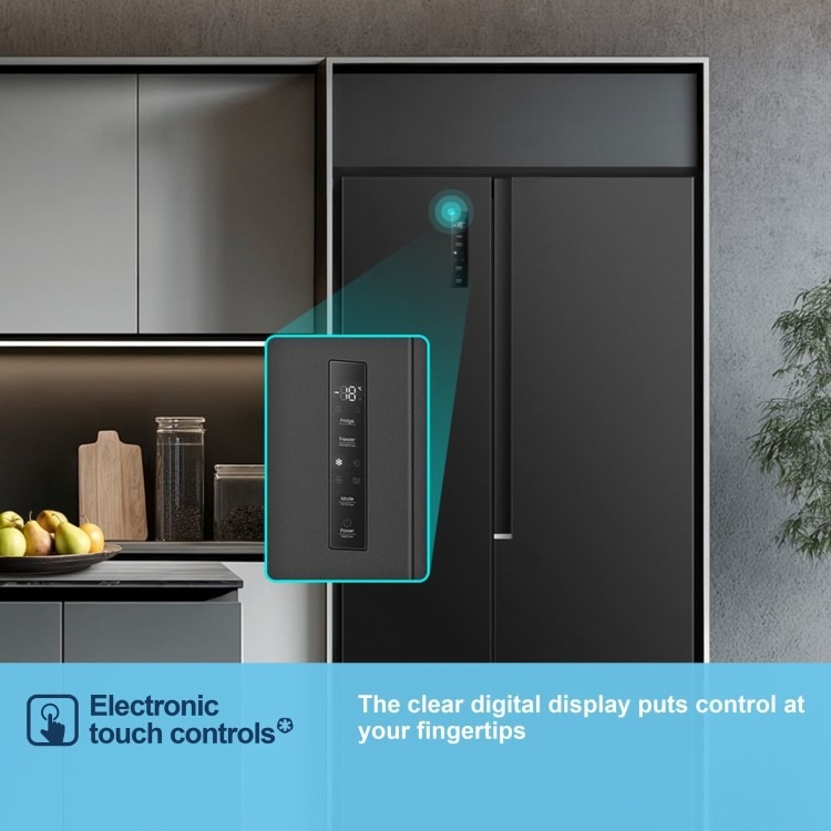 Fridgemaster 544 Litre Side-by-Side American Fridge Freezer - Black - Image 9