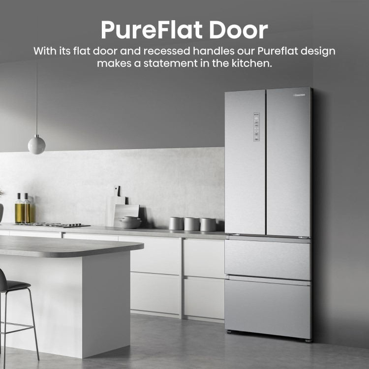 Hisense PureFlat 485 Litre French Style American Fridge Freezer - Stainless Steel - Image 10