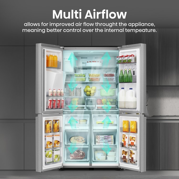 Hisense 584 Litre 4 Door American Fridge Freezer Non Plumbed Water Dispenser - Grey - Image 10