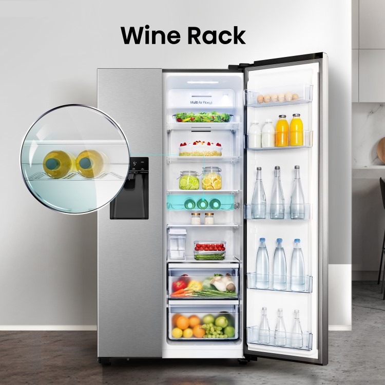 Hisense 562 Litre Freestanding American Fridge Freezer - Stainless Steel - Image 9