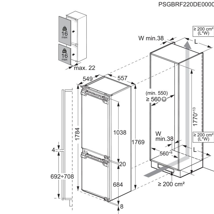 AEG 6000 Series 253 Litre 70/30 Integrated Fridge Freezer - Image 9