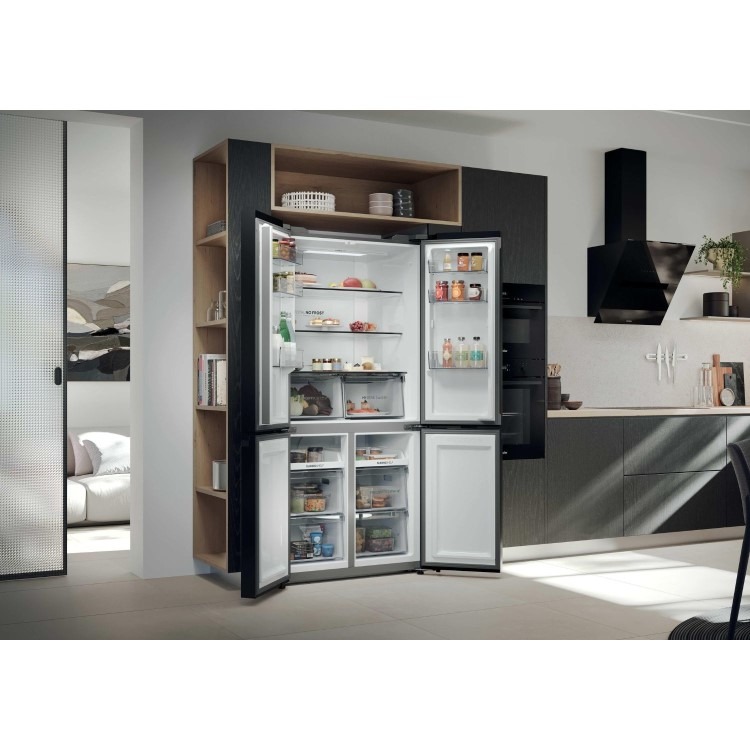 Haier Series 3 250 Litre Four Door American Fridge Freezer - Black - Image 11