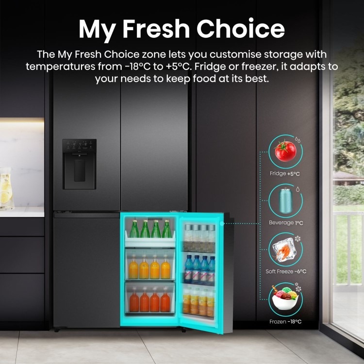 Hisense PureFlex 640 Litre Four Door American Fridge Freezer - Silver - Image 11
