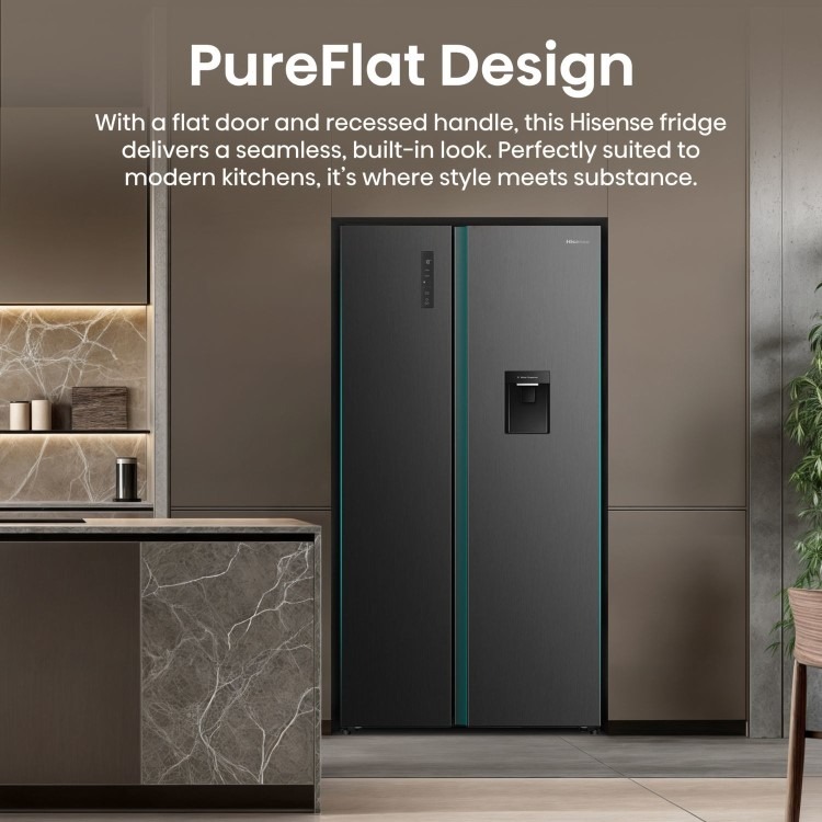 Hisense PureFlat 541 Litre Side-by-Side American Fridge Freezer - Black - Image 11