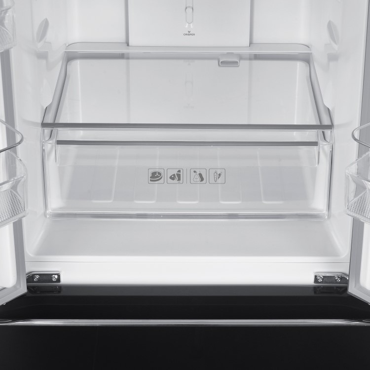 electriQ 320 Litre French Style American Fridge Freezer - Black Glass - Image 9