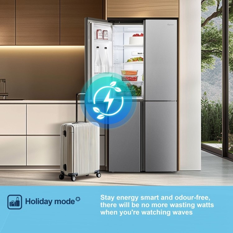 Fridgemaster 427 Litre Four Door American Fridge Freezer - Silver - Image 12
