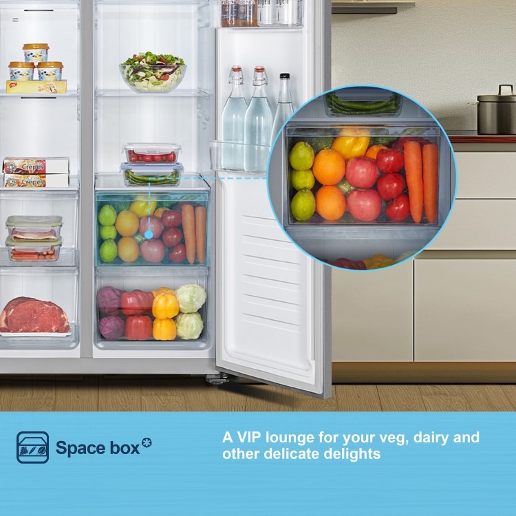 Fridgemaster 441 Litre Side-By-Side American Fridge Freezer - Silver - Image 7
