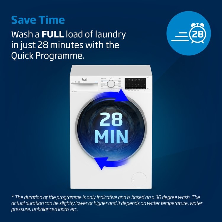 Beko IronFast RecycledTub® 8kg 1400rpm Washing Machine - White - Image 12