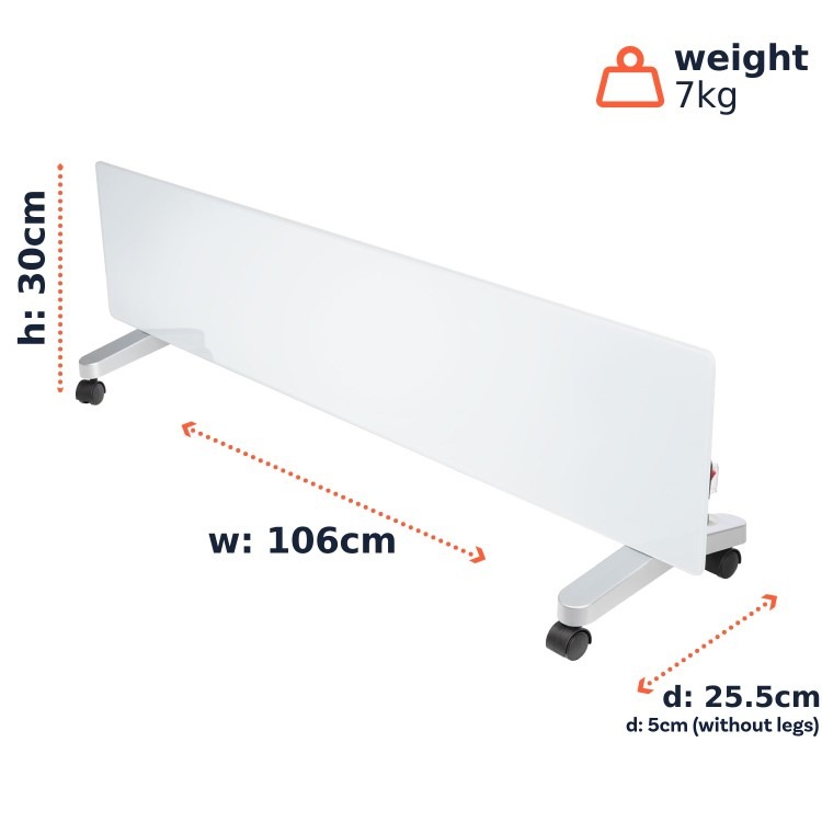 electriQ 750W Smart Slim Gloss White Glass Panel Heater Wall Mounted or Skirting Fitted Bathroom Safe Energy Efficient - Image 10