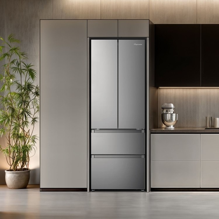 Fridgemaster 485 Litre French Style American Fridge Freezer - Silver - Image 13