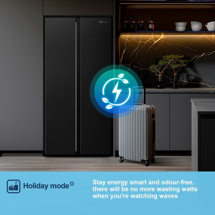 Fridgemaster 441 Litre Side-By-Side American Fridge Freezer - Black - Image 9