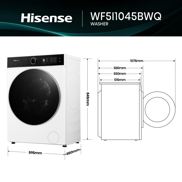 Hisense KitchenFit 5i Series 10.5kg 1400rpm Washing Machine - White - Image 15