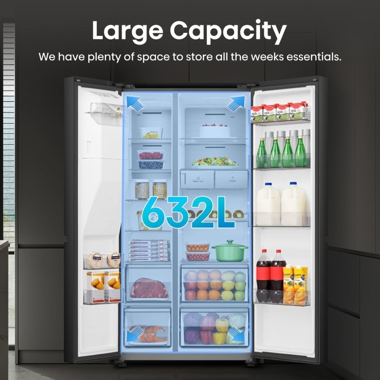 Hisense 632 Litre Side-By-Side American Fridge Freezer - Black - Image 14