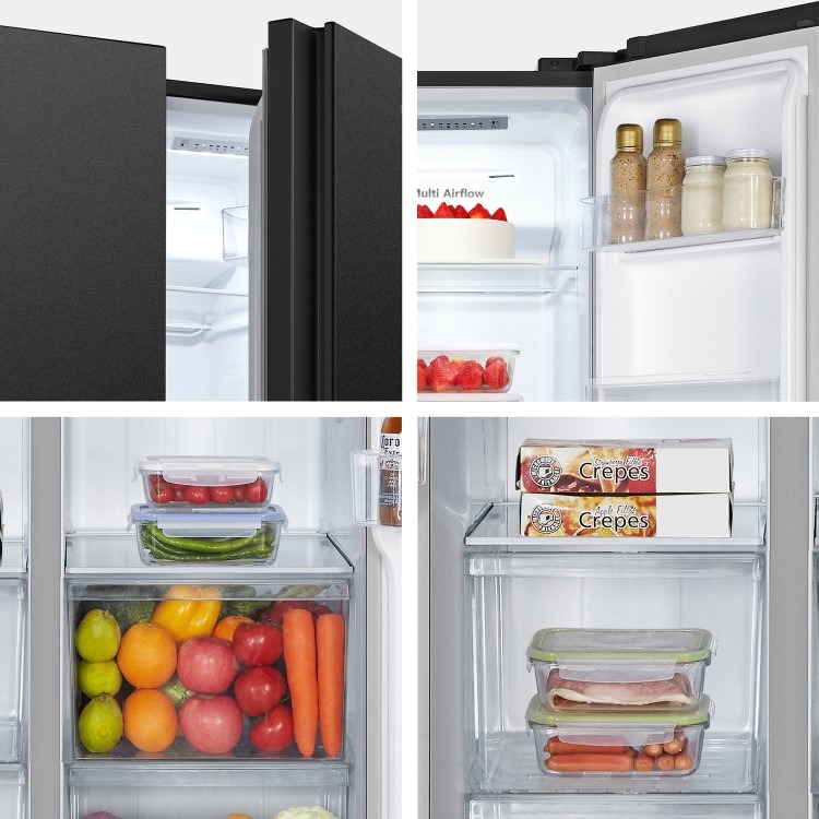Fridgemaster 439 Litre Side-by-Side American Fridge Freezer - Black - Image 18