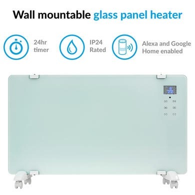 electriQ 2000W Smart Designer Glass Panel Heater - Wall Mountable & Bathroom Safe - Image 4