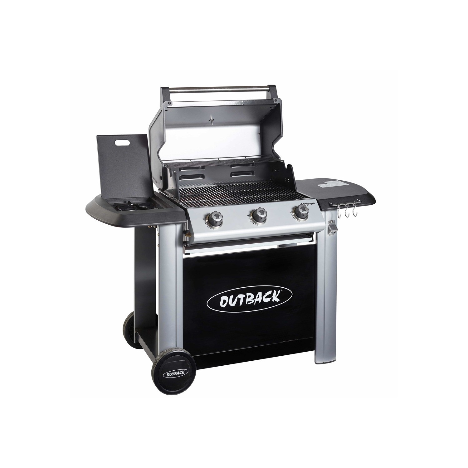 Outback Magnum - 3 Burner Gas BBQ Grill with Side Burner - Black & Silver - Image 2