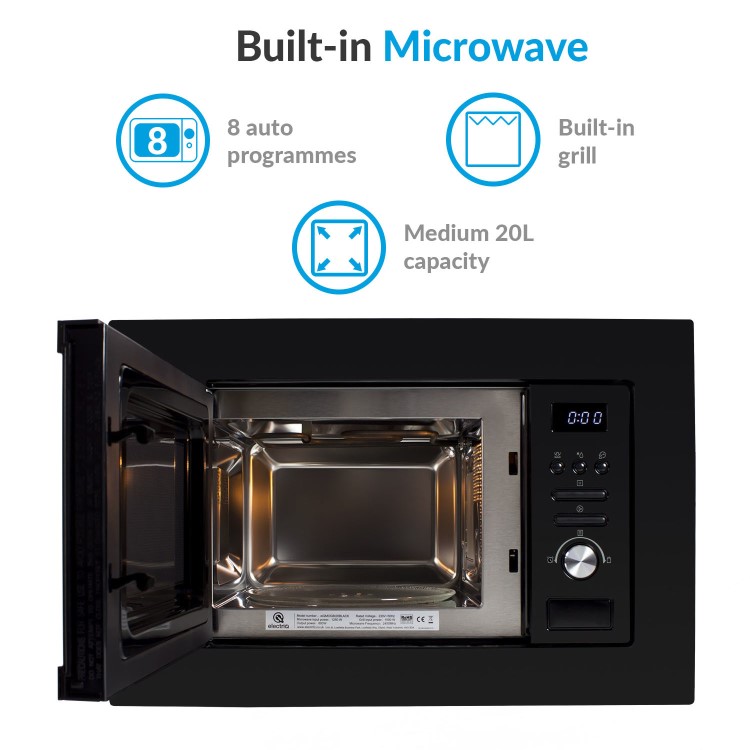 electriQ Built-In Microwave with Grill - Black - Image 2