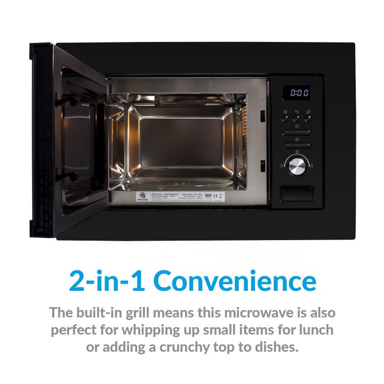 electriQ Built-In Microwave with Grill - Black - Image 5