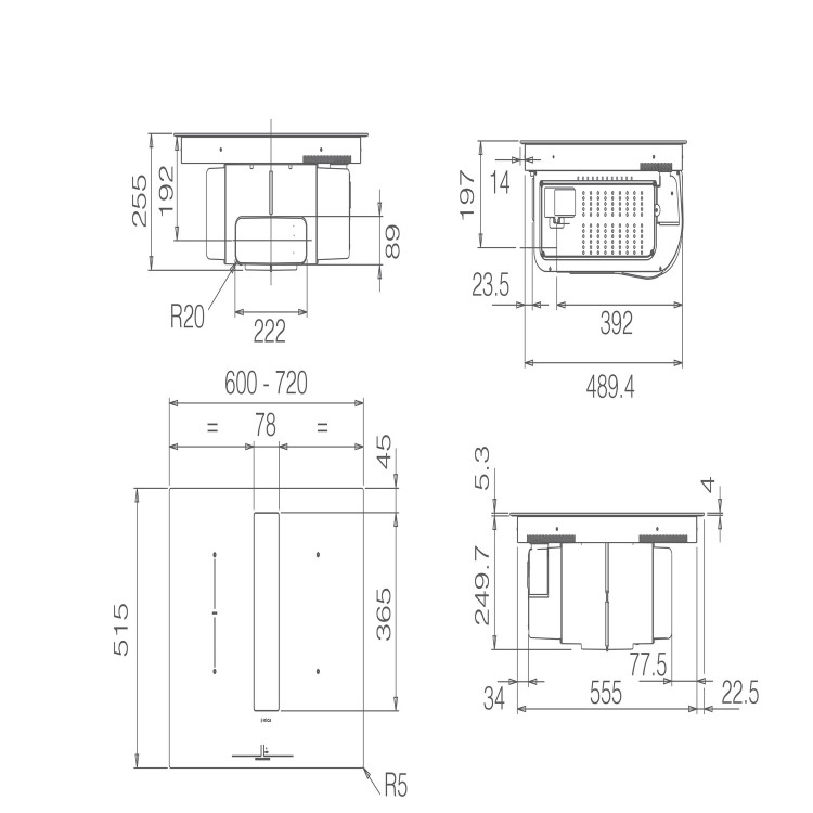 Elica NikolaTesla Fit 72cm Venting Induction Hob with Built-In Extraction - Image 6