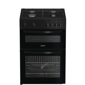 Indesit 60cm Twin Cavity Gas Cooker - Black