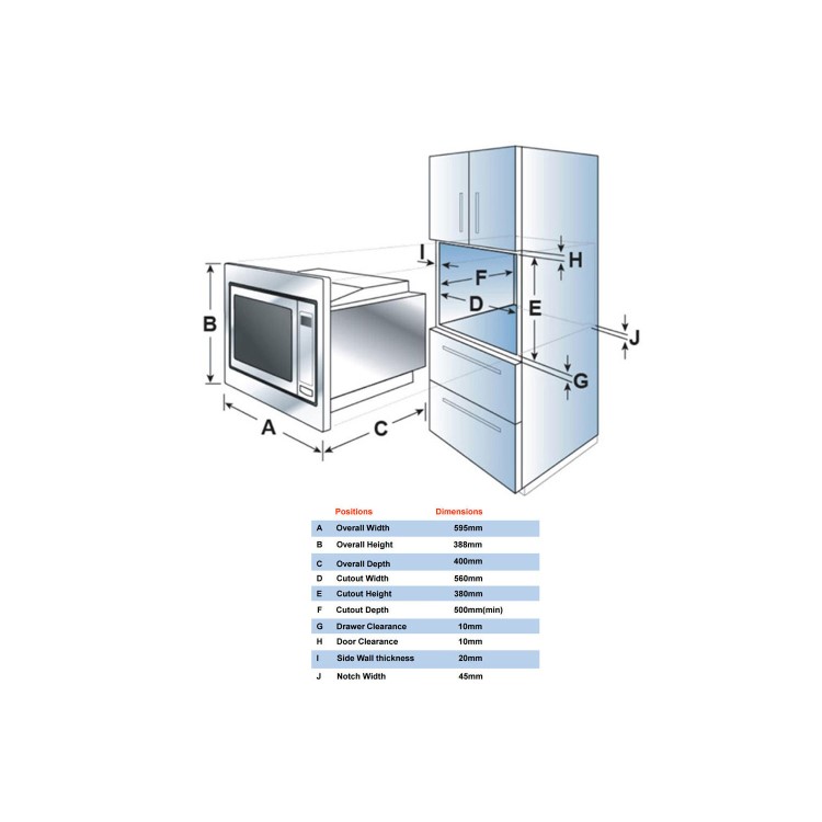 electriQ Built-In 900W Microwave - Stainless Steel - Image 10