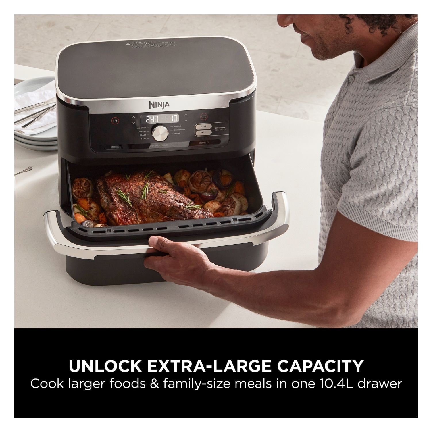 Ninja AF500UK Foodi FlexDrawer 10.4L Dual Air Fryer 2 Flexible Drawers Healthy Crispy Cooking - Image 4
