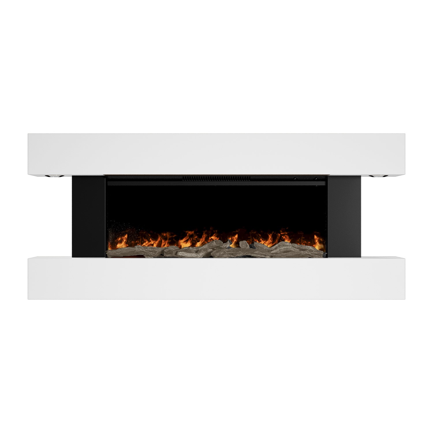 White Wall-Mounted Electric Smart Fire Place with Surround - 52 Inch - AmberGlo - Image 2