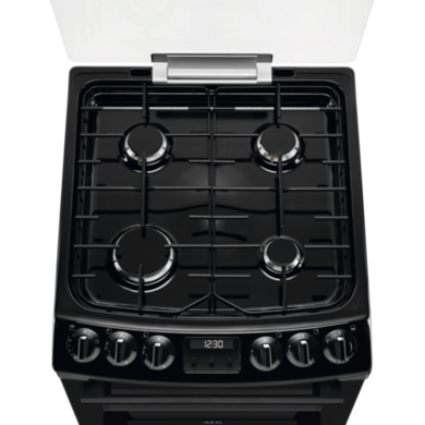 AEG 55cm Gas Cooker with Lid - Black - Image 2