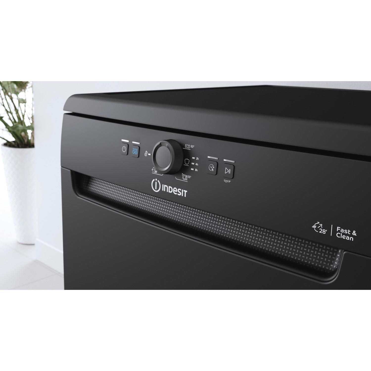 Indesit Fast&Clean Freestanding Dishwasher - Push&Go Black - Image 7