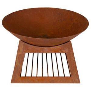 ElectriQ Round Oxidised Steel Fire Pit – Wood & Charcoal Outdoor Burner