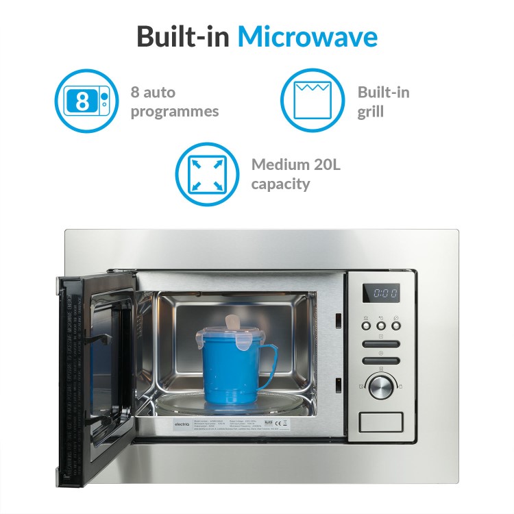 electriQ Built-In 800W Microwave with Grill - Stainless Steel - Image 3