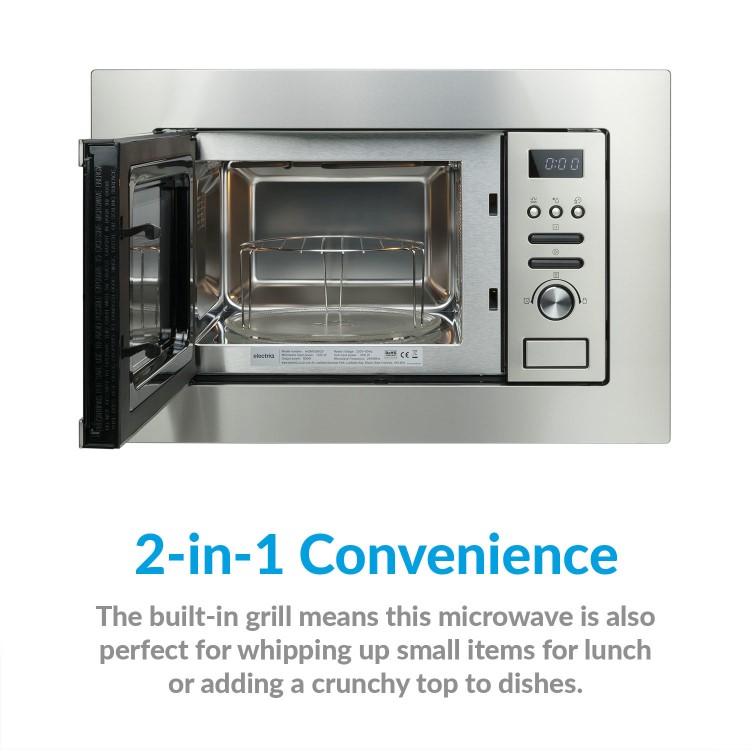 electriQ Built-In 800W Microwave with Grill - Stainless Steel - Image 5