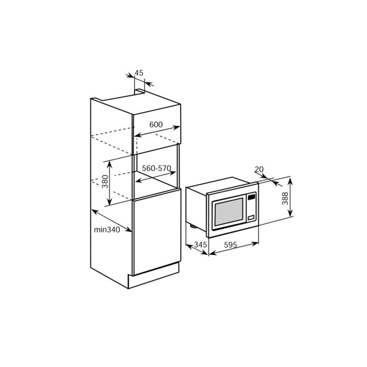 electriQ Built-In 800W Microwave with Grill - Stainless Steel - Image 8