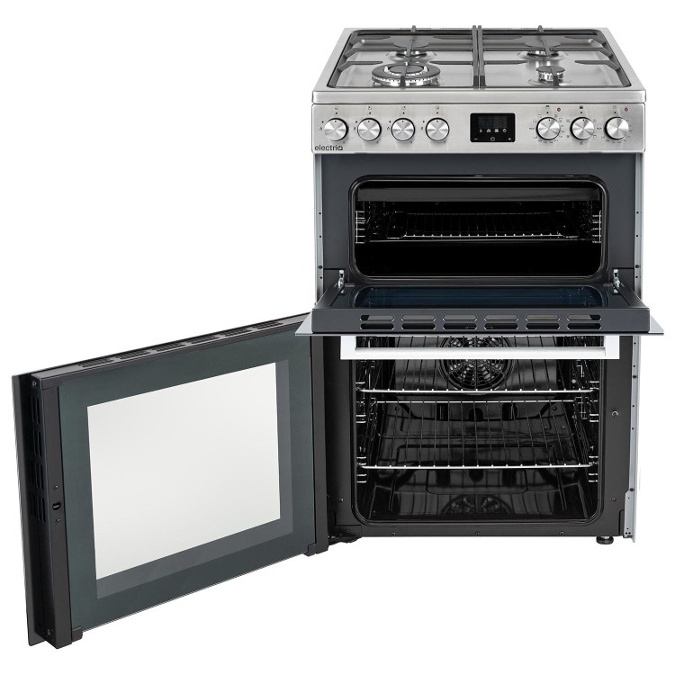 electriQ 60cm Double Oven Dual Fuel Cooker with Mirror Door - Image 6