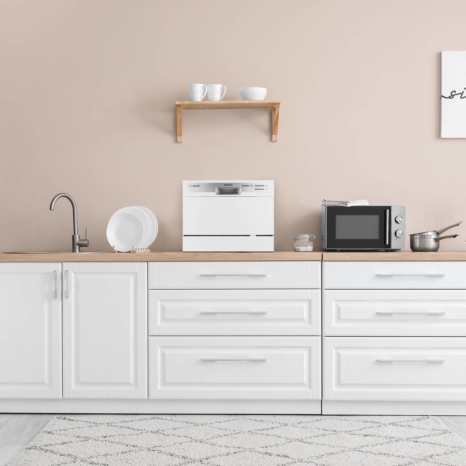 electriQ Mini Table Top Dishwasher - White - Image 3