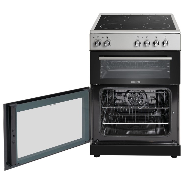 electriQ 60cm Double Oven Electric Cooker - Silver - Image 2