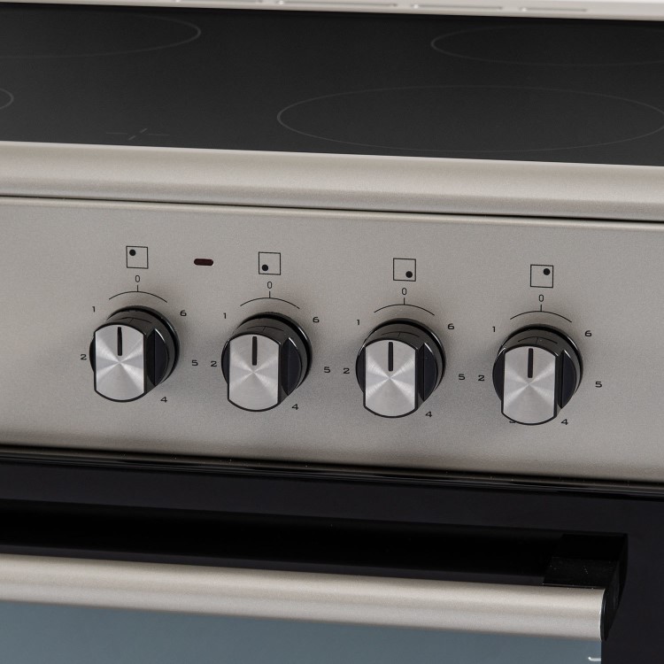 electriQ 60cm Double Oven Electric Cooker - Silver - Image 7