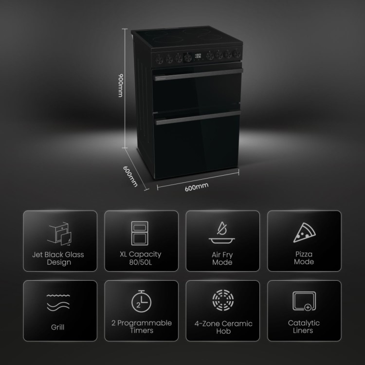 Hisense 60cm Electric Cooker - Black - Image 6