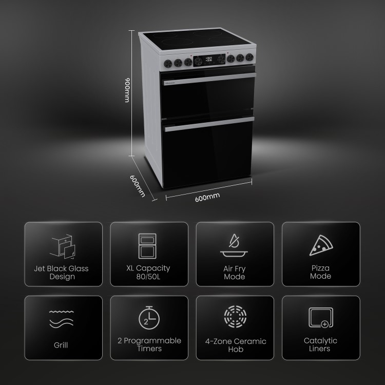 Hisense 60cm Electric Cooker - Stainless Steel - Image 2
